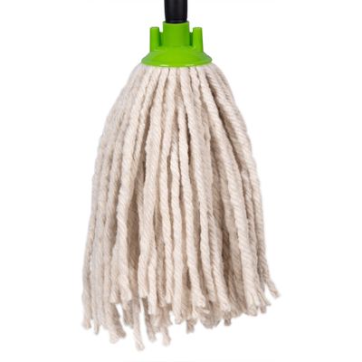 Jazooli Mop Heads Replacement - Commercial & Household Wet & Dry Mops for Cleaning Floors, Kitchen, Bathroom - Colour Coded Yarn Floor Mops, Heavy Duty Mop Head - 3 x Green