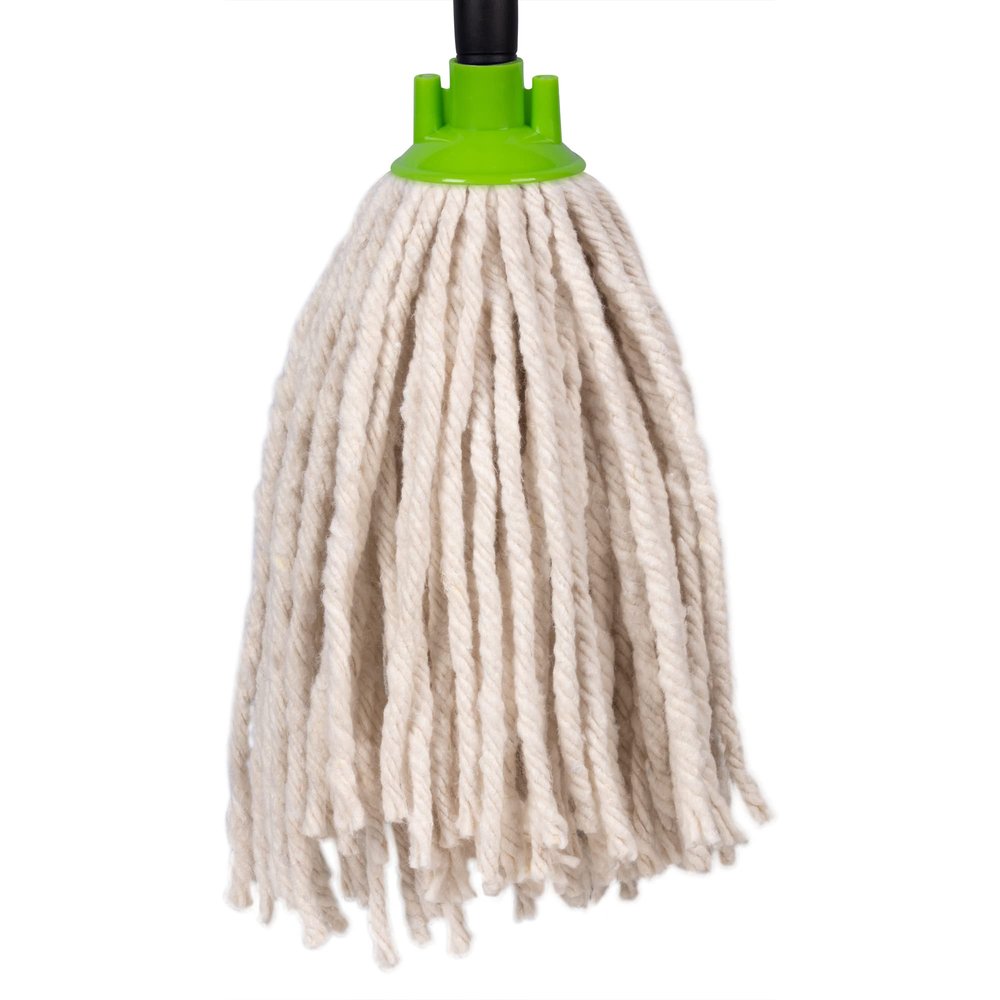 Jazooli Mop Heads Replacement - Commercial & Household Wet & Dry Mops for Cleaning Floors, Kitchen, Bathroom - Colour Coded Yarn Floor Mops, Heavy Duty Mop Head - 3 x Green