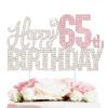Nelbiirth Happy 65th Birthday Silver & Pink Rhinestone Cake Topper - Cheers to 65 Years Old 65th Bday Metal Sparkly Cake Centerpieces Topper Decorations Sign. view 1