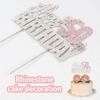 Nelbiirth Happy 50th Birthday Silver & Pink Rhinestone Cake Topper - Cheers to 50 Years Old Fifty Bday Metal Sparkly Cake Centerpieces Topper Decorations Sign. view 2