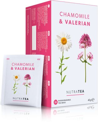 Nutra Tea Chamomile & Valerian Tea | Valerian Root Teabags For Sleep & Relaxation - Bedtime Tea & Sleep Teas For A Restful Night - 60 Individual Wrapped Bags - Herbal Infusion (3 Pack)