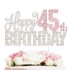 Nelbiirth Happy 45th Birthday Silver & Pink Rhinestone Cake Topper - Cheers to 45 Years Old 45th Bday Metal Sparkly Cake Centerpieces Topper Decorations Sign. view 1