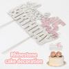 Nelbiirth Happy 45th Birthday Silver & Pink Rhinestone Cake Topper - Cheers to 45 Years Old 45th Bday Metal Sparkly Cake Centerpieces Topper Decorations Sign. view 2