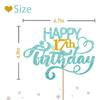 Sky Blue Glitter Happy 17th Birthday Cake Topper, Seventeen Years Old Birthday Party Cake Decor, Gold Number 17 Birthday Party Supplies Decorations for Teen Girl or Teen Boy view 2