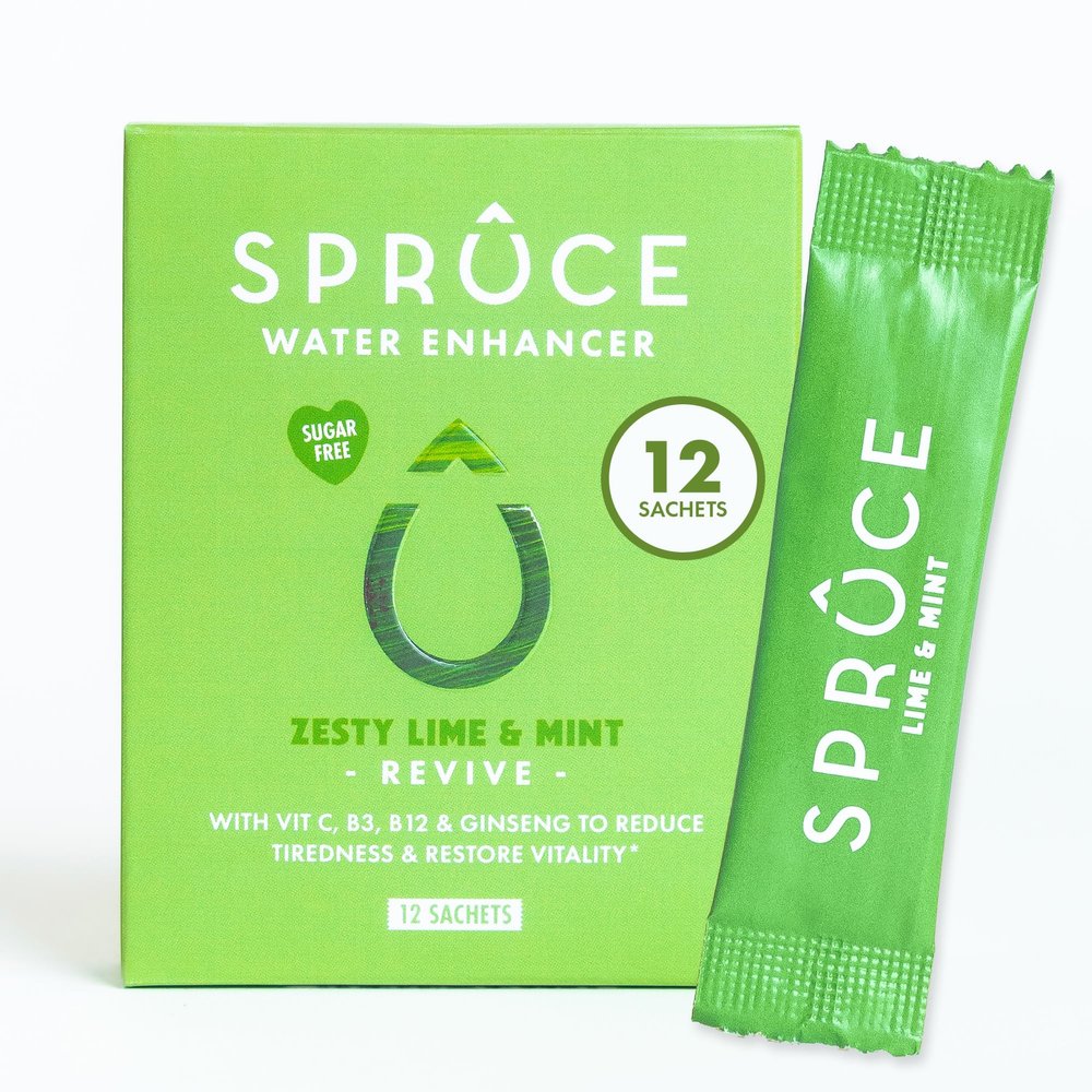 Sugar-Free, Low Calorie Water Enhancer with Ginseng  Boost Energy, Mood, Immunity, Healthy Skin, Hydration Powder With Vitamins & Minerals - Lime & Mint, 12 Sachets