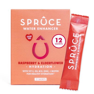 Sugar-Free, Low Calorie Water Enhancer With Vitamins & Minerals  Skin, Enhance Beauty, Support Immunity, Heart & Brain, Boost Metabolism  Raspberry & Elderflower, 12 Sachets