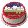 Christmas Premium Quality Edible Large 7.5 Inch Round Icing Cake Topper - Text can be Customizable - Make your Celebrations Memorable with Our Delightful Charming Cake Toppers D53 view 1