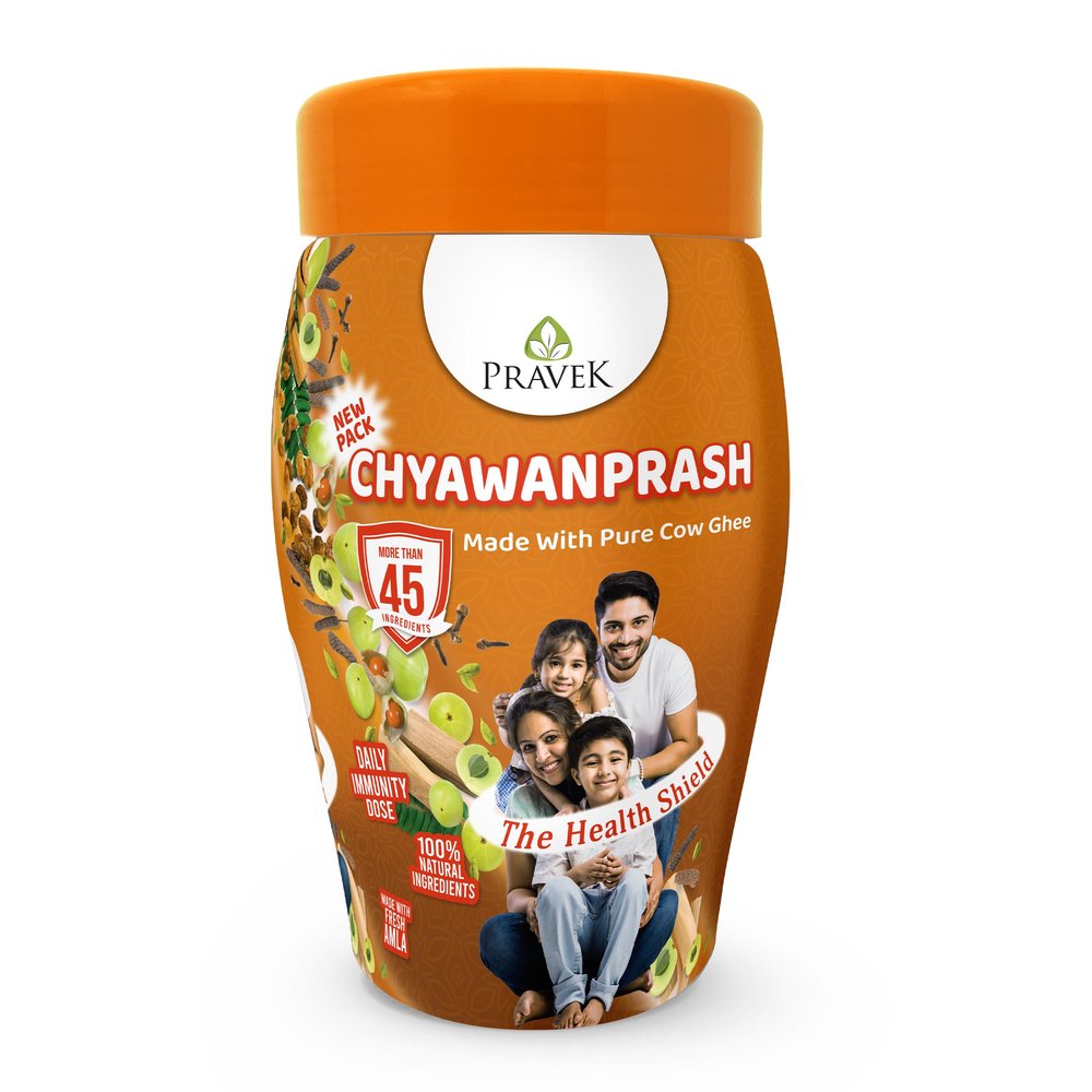 Pravek Chyawanprash 10% Extra With 1 kg Pack | Made With Pure Cow Ghee | More Than 45+ Ayurvedic Herbs | Helps Build Strength & Stamina | Builds Overall Health