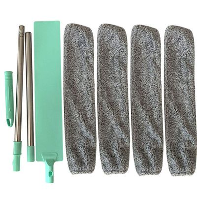 VALINK Bedside Dust Brush Long Handle Mop, Under Appliance Microfiber Duster for Sofa Bed Furniture Bottom, Wet or Dry e With 4 PCS Cloth