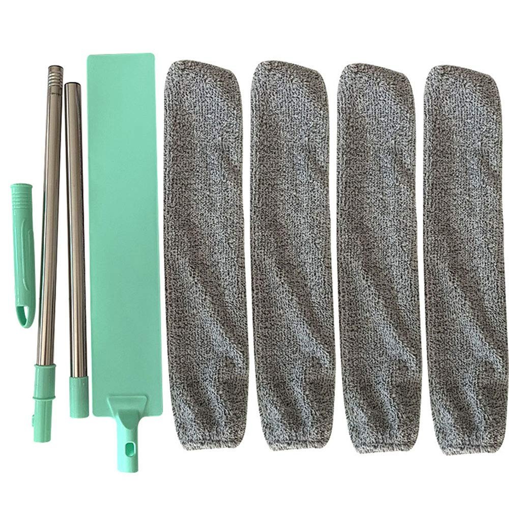 VALINK Bedside Dust Brush Long Handle Mop, Under Appliance Microfiber Duster for Sofa Bed Furniture Bottom, Wet or Dry e With 4 PCS Cloth