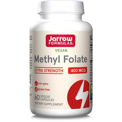Jarrow Formulas Methyl Folate (5-MTHF), 400mcg, Minerals Supplement, 60 Vegan Capsules, Gluten Free, Vegetarian, Soy Free, Non-GMO, Vitamin B9, Folic Acid