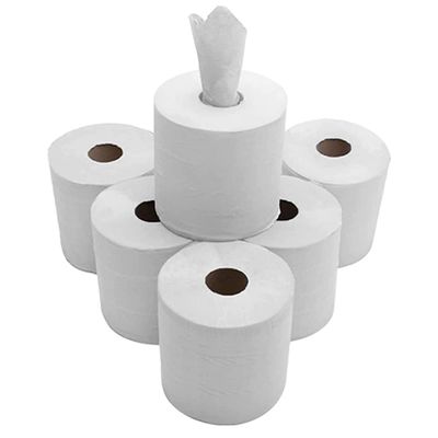 48 x White Centrefeed Rolls | 2-Ply, Embossed, Super Absorbent, Multi Surface Cleaning, Kitchen Hand Towel, Tissue Paper Roll | Home, Kitchen & Commercial use Multipurpose Wiping Tissues