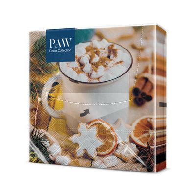 PAW - Napkins 3-Ply (33 x 33 cm) I 20 Pieces I Paper Napkins Colorful for The Christmas Table I Napkins - Christmas, Winter, Stars, Santa Claus, Stampede I Santa's Stamp