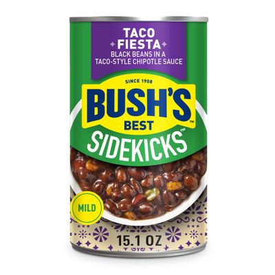 Bush's Best Fiesta Black Beans, Source of Plant Based Protein and Fiber, Low Fat, Gluten Free, Taco-Style Chipotle Sauce, 15.1 Ounce (Pack of 12)