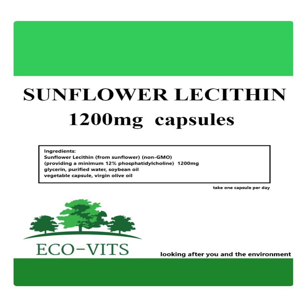 Sunflower Lecithin 1200mg (240 caps) Brain Function Cardiovascular Maintenance