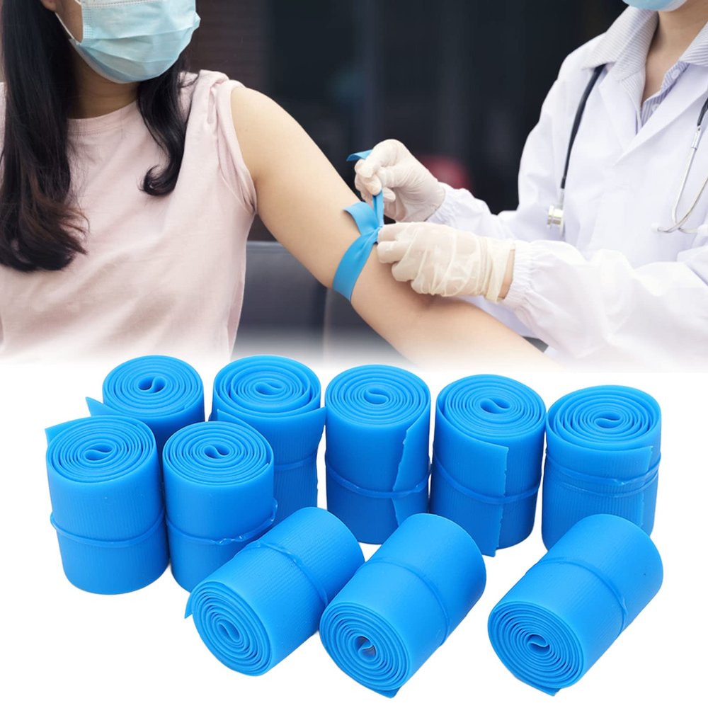 10Pcs Disposable Tourniquet, Rubber Single Use Tourniquet, 1x18.1in Disposable Latex Free Tear Resistant, Flexible Tourniquet for First Aid Survival Emergency Supplies