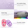 AUVON Purple PU Leather Bag Pill Boxes 7 Day 2 Times a Day, Large AM/PM Pill Box Organiser with Portable Zipper Leather Bag for Holding Supplements, Vitamins and Fish Oils view 3