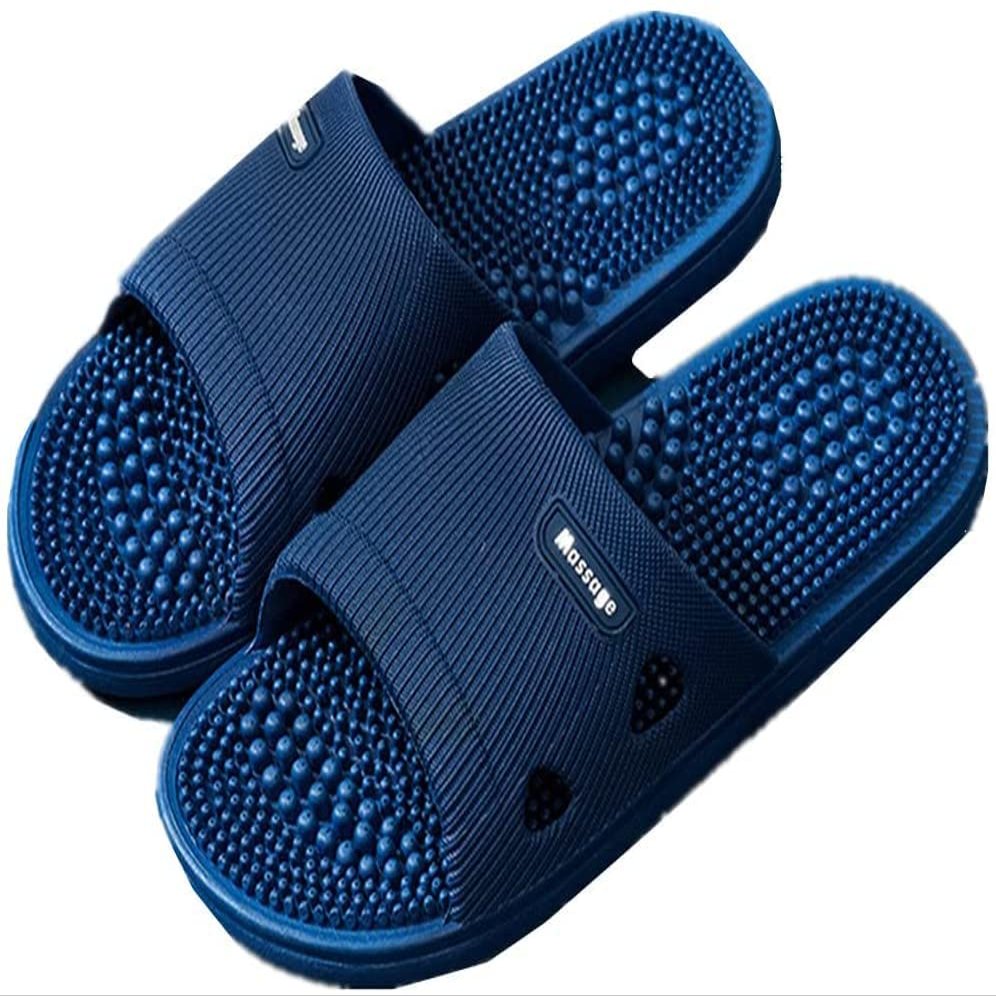 Acupressure Massage Slippers Therapeutic Reflexology Sandals for Foot Acupoint Massage Shiatsu Arch Pain Relief Non-Slip Massage Shoes for Bath Shower (42-43, Blue)