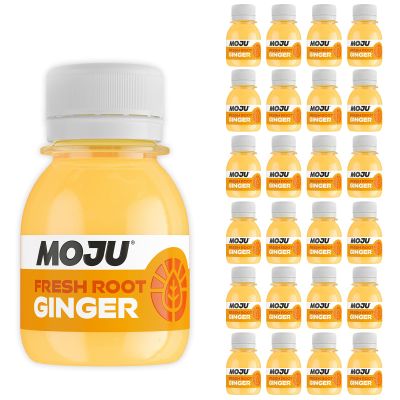 MOJU Ginger Shots (24 x 60ml) Immune Support, Natural Ingredients, No Added Sugars or Sweeteners, Vegan, Energy Shots