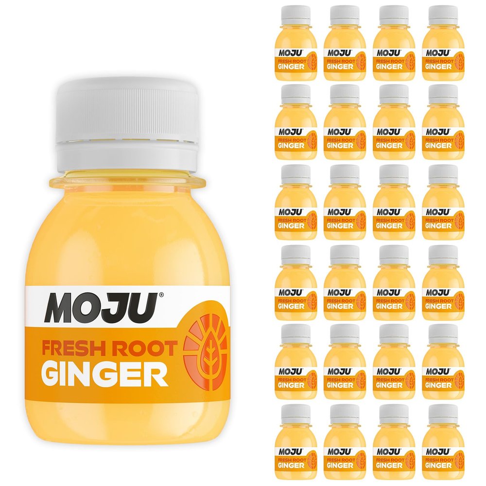MOJU Ginger Shots (24 x 60ml) Immune Support, Natural Ingredients, No Added Sugars or Sweeteners, Vegan, Energy Shots