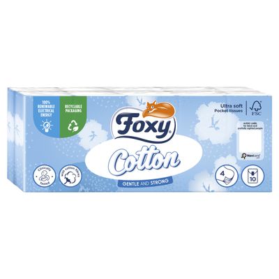 FOXY COTTON - POCKET TISSUES 4ply (eu/plt)