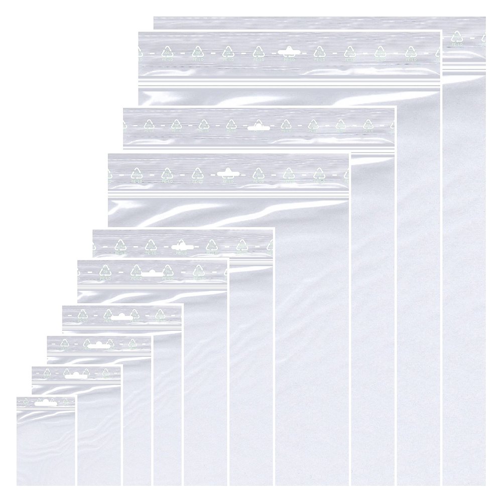 Pack of 100 Ziplock Bags 22 x 31 cm Freezer Bags Reusable Baggies 50 m Strong DIN A4 with Euro Hole (220 x 310 mm)