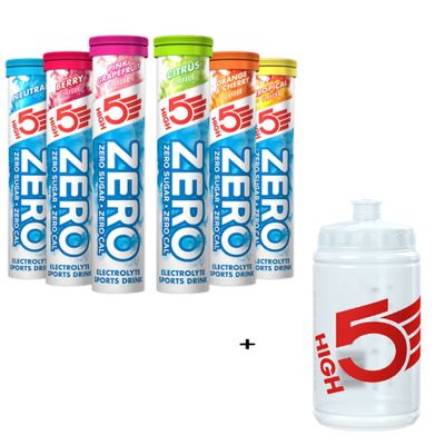 2022 High 5 Zero Electrolyte Drink (Box - 8 tubes) + FREE 500ml Bottle (Pink Grapefruit)