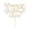 Personalised Cake Topper Happy Birthday Cake Topper Customised Cake Decoration Cake Toppers for 1st 10th 16th 18th 20th 21st 30th 40th 50th 60th 70th 80th with Any Name Age (Champagne Gold)
