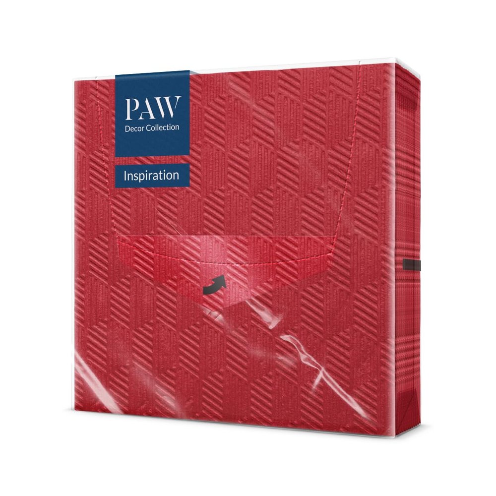 Paw 3-Ply Napkins (33 x 33 cm) I Pack of 20 I Paper Napkins Colourful Perfect for The Christmas Table I Napkins - Christmas, Special Occasions, Ornaments I Inspiration Texture (Dark Red)