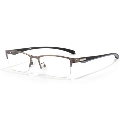 ANRRI Blue Light Glasses for Men Semi Rimless Rectangle Metal Frame UV Blocking Computer Glasses+2.00 Magnification