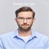 ANRRI Blue Light Glasses for Men Semi Rimless Rectangle Metal Frame UV Blocking Computer Glasses+2.00 Magnification view 3
