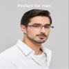 ANRRI Blue Light Glasses for Men Semi Rimless Rectangle Blue Metal Frame UV Blocking Computer Glasses+2.00 Magnification view 2