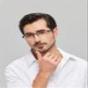 ANRRI Blue Light Glasses for Men Semi Rimless Rectangle Blue Metal Frame UV Blocking Computer Glasses+2.00 Magnification view 3