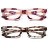 Hubeye Reading Glasses for Women Oprah Style Blue Light Blocking Oversized Square Spring Hinge Computer Readers (Pink+Gray, 3.50) view 1