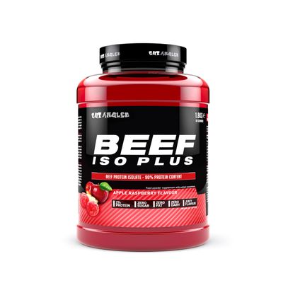 OUT ANGLED Beef Iso Plus, Beef Protein Isolate Powder, High Protein, Zero Fat and Sugar | 1.8kg 60 Servings | Paleo and Keto Friendly, Dairy and Gluten Free (1.8kg, Apple Raspberry) - Made in The UK