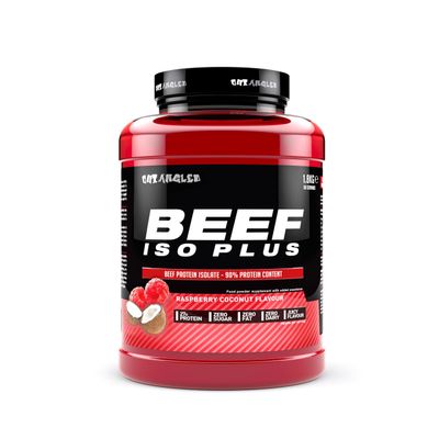 OUT ANGLED Beef Iso Plus, Beef Protein Isolate Powder, High Protein, Zero Fat and Sugar | 1.8kg 60 Servings | Paleo and Keto Friendly, Dairy and Gluten Free (1.8kg, Raspberry Coconut) - Made in the UK