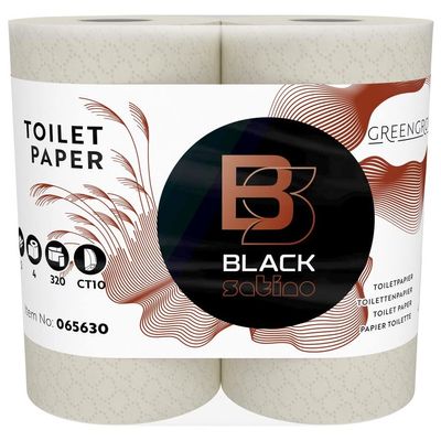 BlackSatino GreenGrow Toilet Paper, 2-Ply, 48 Rolls with 320 Sheets each, Environmentally Friendly, Sustainable, Miscanthus Recycled Mix, beige