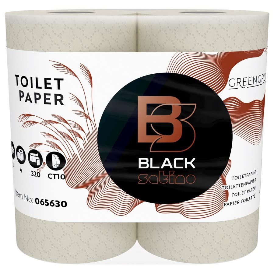 BlackSatino GreenGrow Toilet Paper, 2-Ply, 48 Rolls with 320 Sheets each, Environmentally Friendly, Sustainable, Miscanthus Recycled Mix, beige