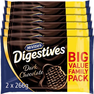 McVitie's Dark Chocolate Digestive Twin Pack, 2 x 266 g (Pack of 6)