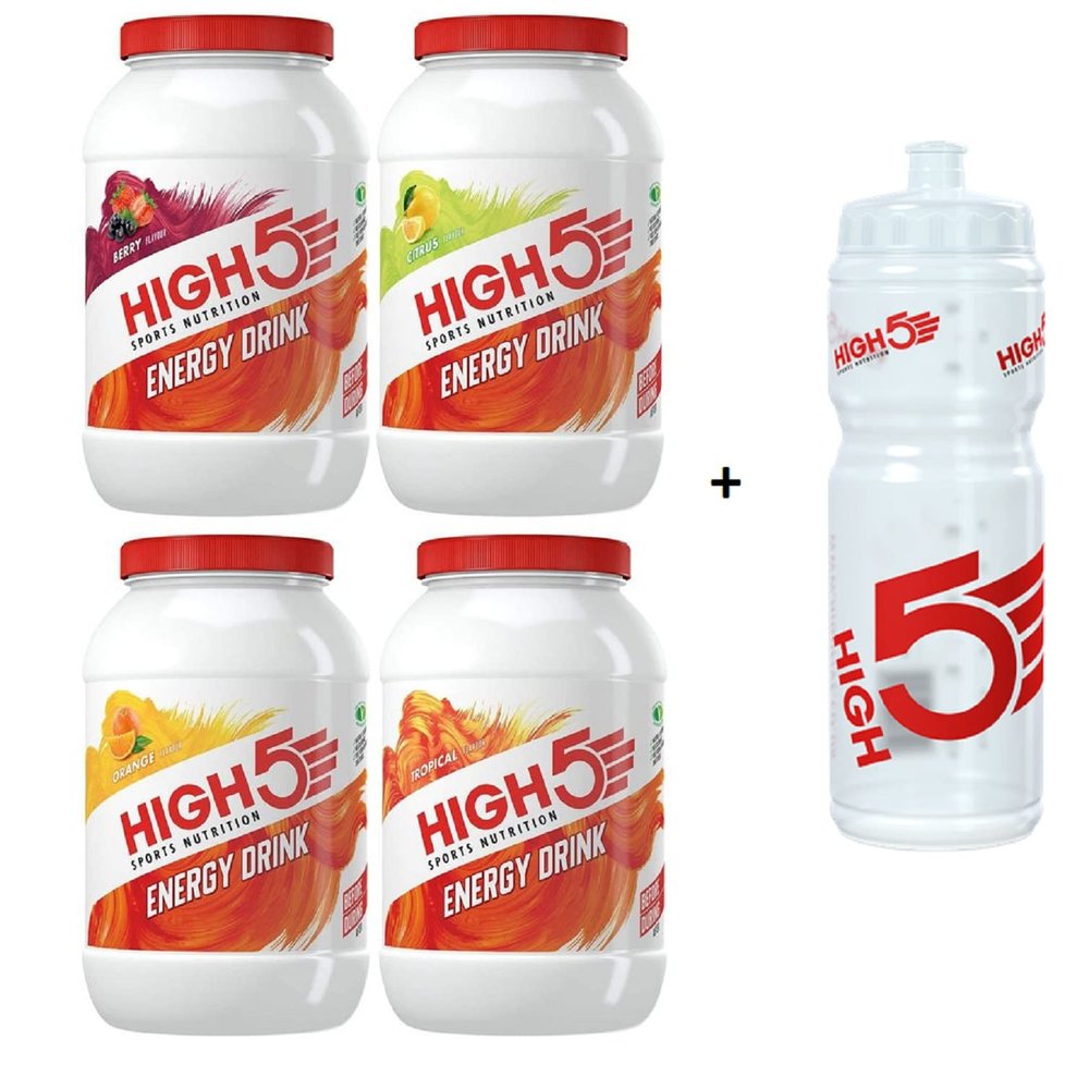 High 5 Energy Drink Powder 2.2KG + FREE 750ml Bottle (Tropical)