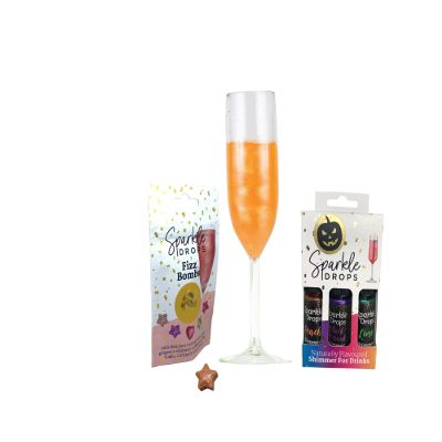 Sparkle Drops Halloween Shimmer Syrup & Fizz Bombs Gift Set Drinks Shimmer For Spooky Ghoulish Drinks (38-50 drinks) (Orange Passion Fruit Fizz Bombs)