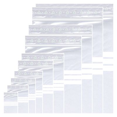 Pack of 100 Ziplock Bags 22 x 31 cm Large Packing Bags Freezer Bags Reusable Baggys Zip Bags 50 m Thick DIN A4 with Labelling Field (220 x 310 mm)