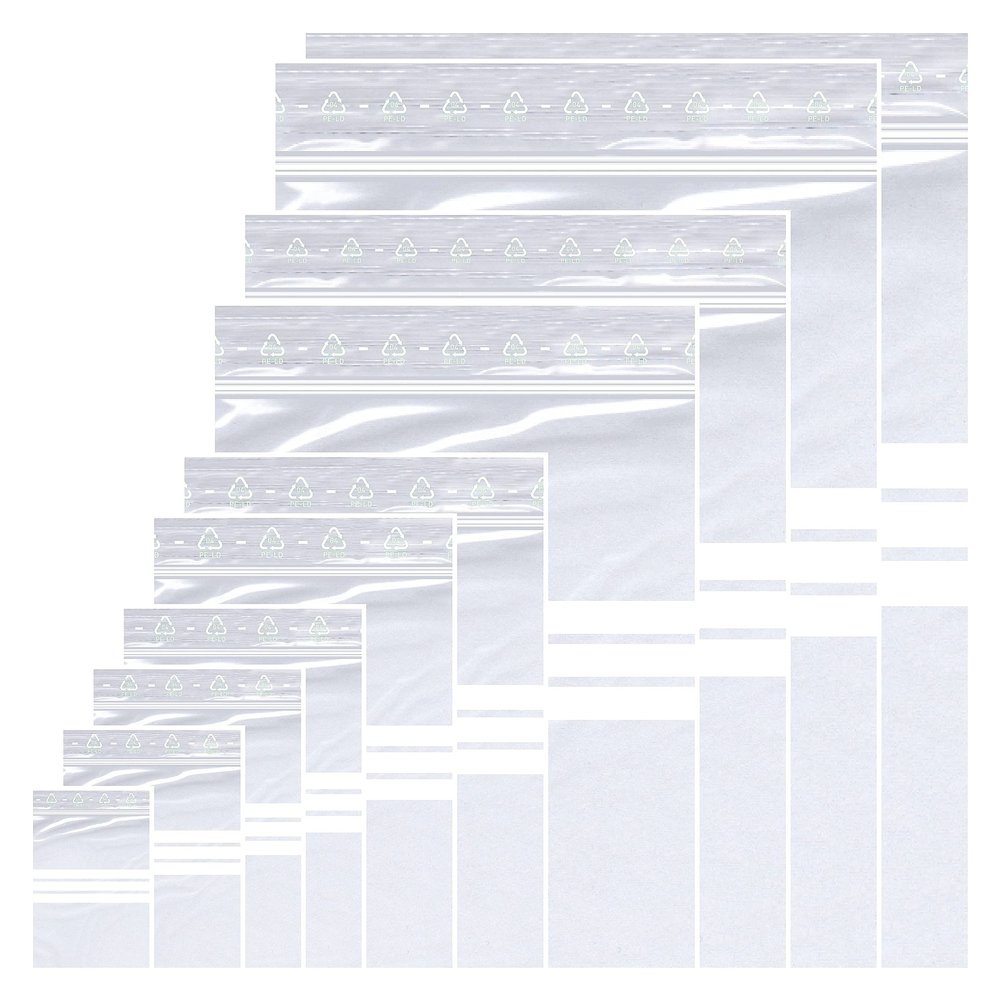 Pack of 100 Ziplock Bags 22 x 31 cm Large Packing Bags Freezer Bags Reusable Baggys Zip Bags 50 m Thick DIN A4 with Labelling Field (220 x 310 mm)