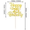 1 Pack Happy 25th Birthday Cake Topper Glitter Heart Star 25 Fabulous Cake Pick Birthday Sign Cake Decorations for Children 25th Birthday Theme Party Supplies Gold view 2