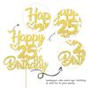 1 Pack Happy 25th Birthday Cake Topper Glitter Heart Star 25 Fabulous Cake Pick Birthday Sign Cake Decorations for Children 25th Birthday Theme Party Supplies Gold view 3
