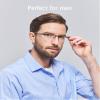 ANRRI Blue Light Glasses for Men Semi Rimless Rectangle Metal Frame UV Blocking Computer Glasses+1.50 Magnification view 2