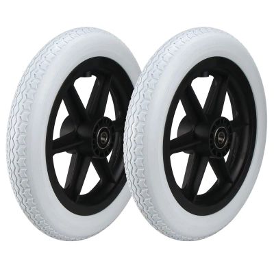 12 inch Wheelchair Wheels Assembly, Wheelchair Rear Replacement Wheels 12 1/2 x 2 1/4 Non-slip Solid Tire Construction, Back Wheel Replacement for Manual WheelchairsGrey1 pair