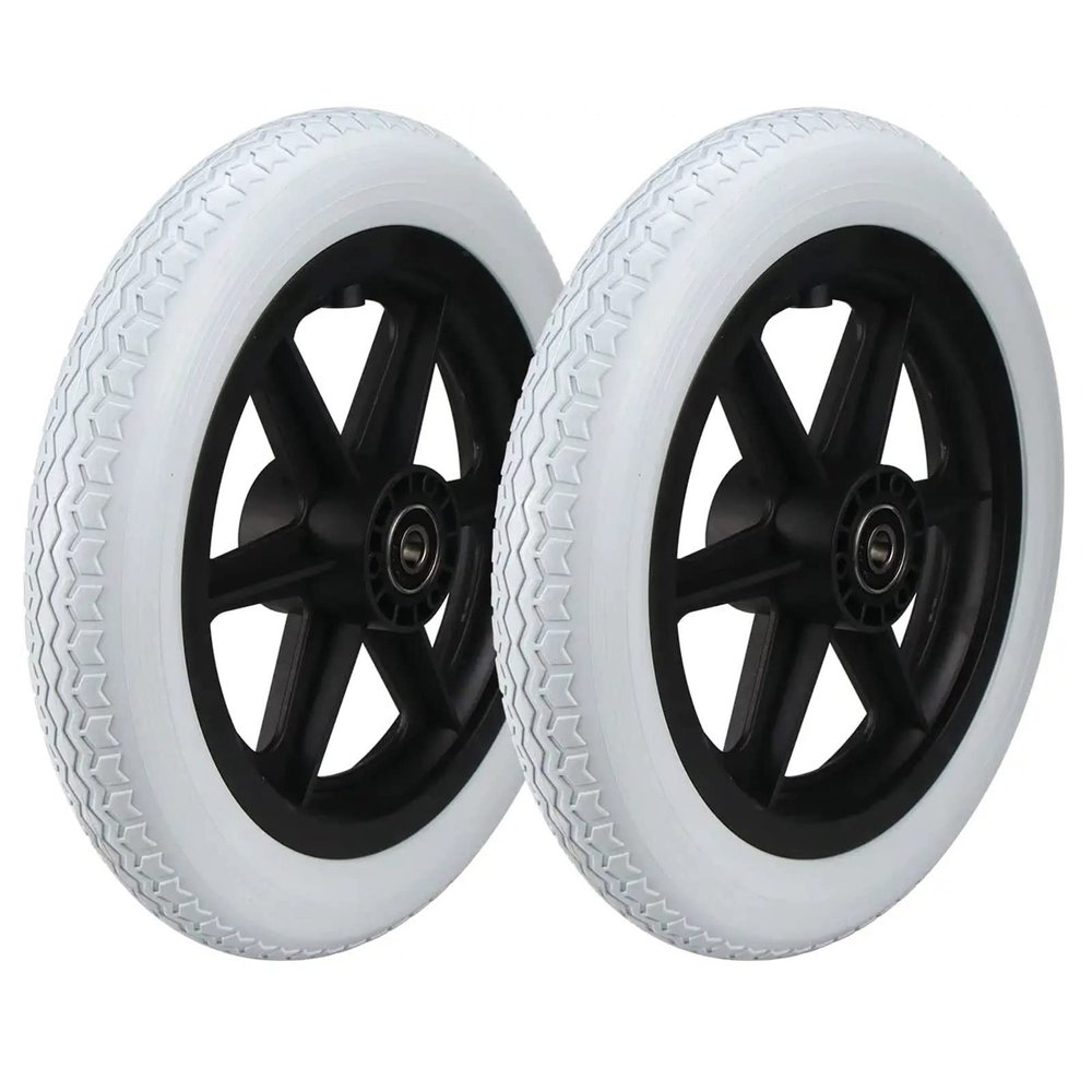 12 inch Wheelchair Wheels Assembly, Wheelchair Rear Replacement Wheels 12 1/2 x 2 1/4 Non-slip Solid Tire Construction, Back Wheel Replacement for Manual WheelchairsGrey1 pair