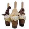 Dinosaur Cone Handmade Gift Set of 3 Hot Chocolate Stirrers Spoons Stick for Chocolate Lovers view 2