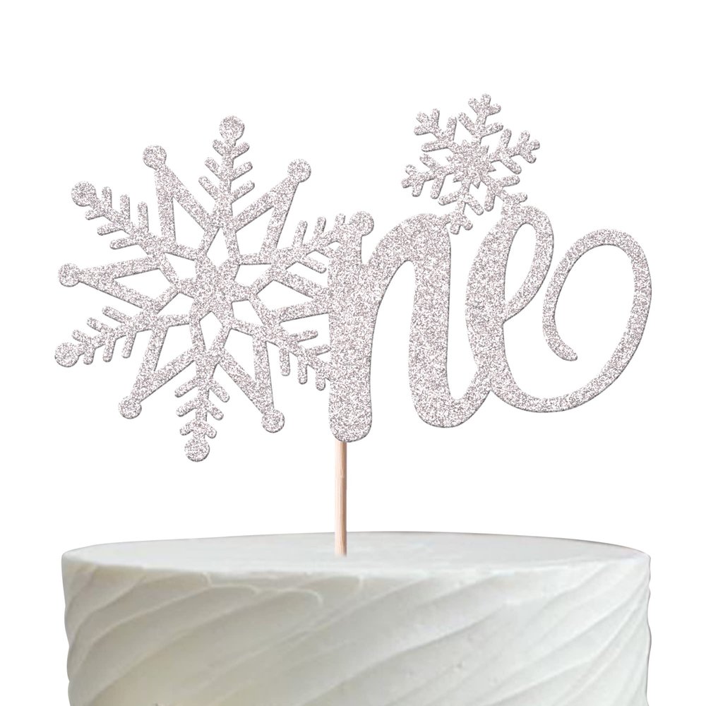 Rsstarxi 1 Pack Snowflake 1st Birthday Cake Toppe Glitter First Birthday Snowflake One Cake Pick for Winter Onederland Snowflake Theme Baby Shower 1st Birthday Chistmas Party Cake Decorations Silver